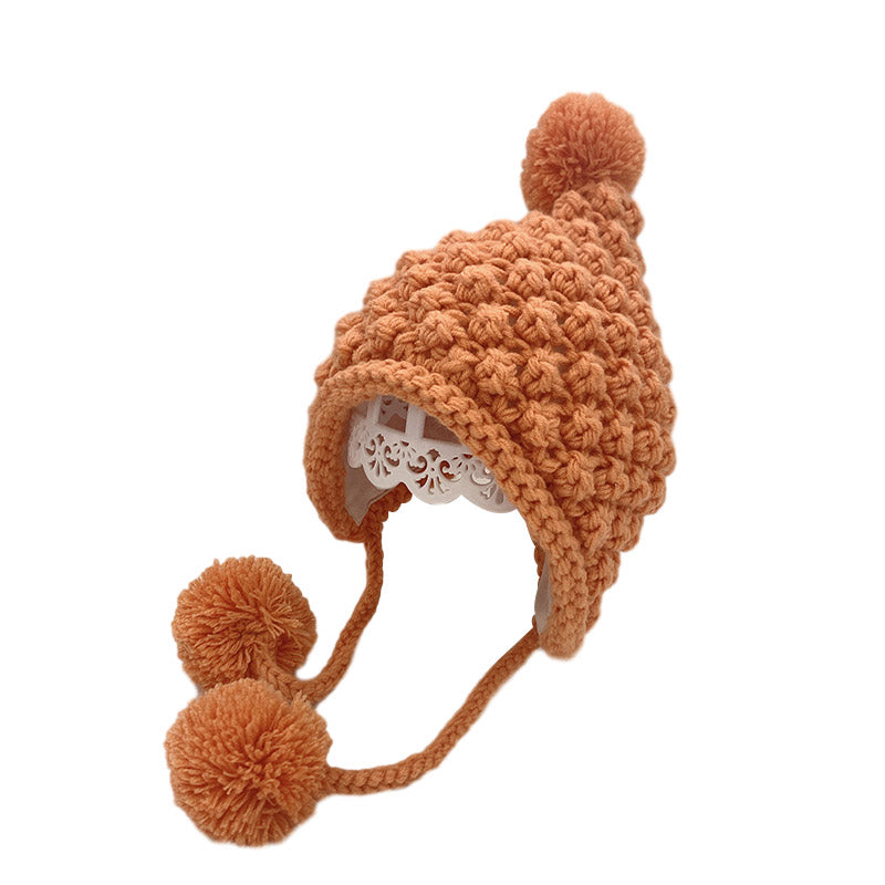 Handmade Flower Fake Braids Thickened Baby Knitted Hat: A Must-Have for Your Little One